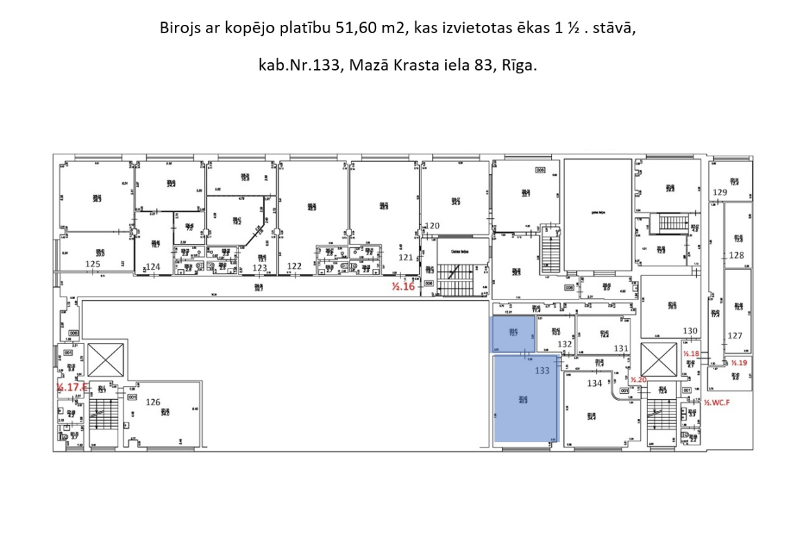 Birojs 51 m², Mazā Krasta ielā 83