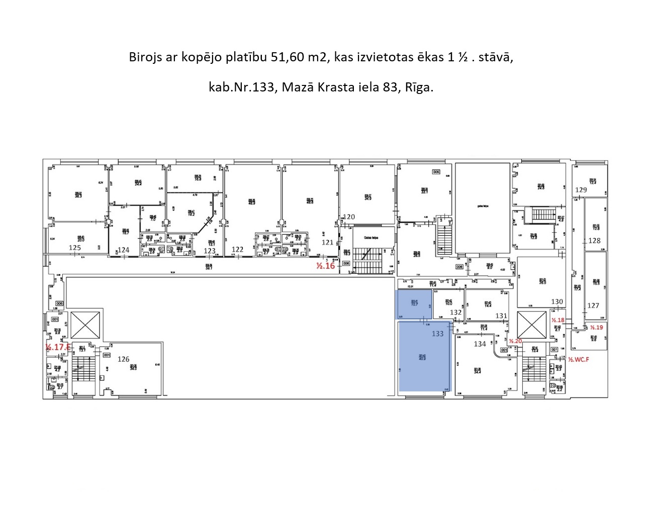 Birojs 51 m², Mazā Krasta ielā 83