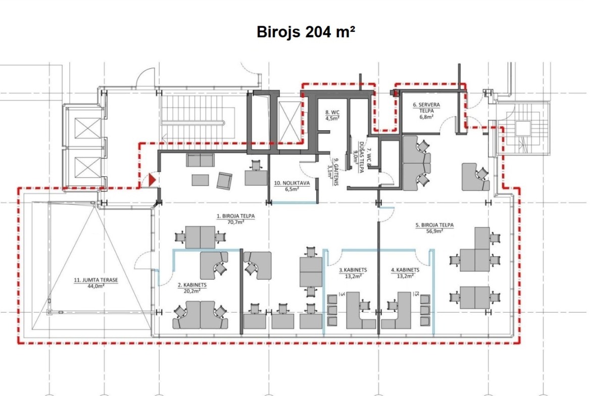Biroja telpas 204 m2, Dzelzavas ielā 117