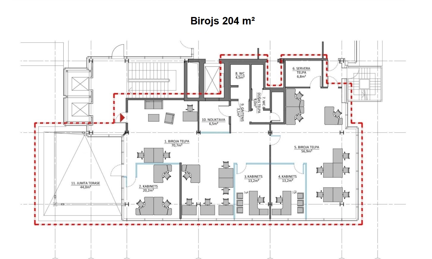 Biroja telpas 204 m2, Dzelzavas ielā 117