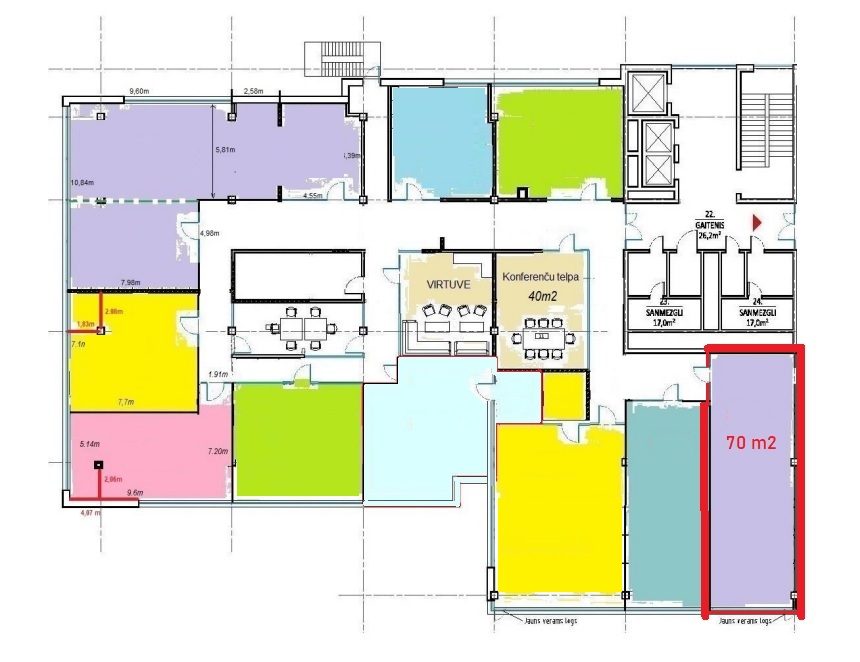 Biroja telpas 70 m2, Vienības gatvē 109